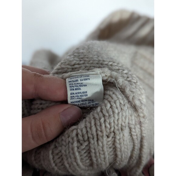 AE XS Cream/Tan with Multicolor Fair Isle Pattern Wool Blend Sweater - Picture 5 of 6